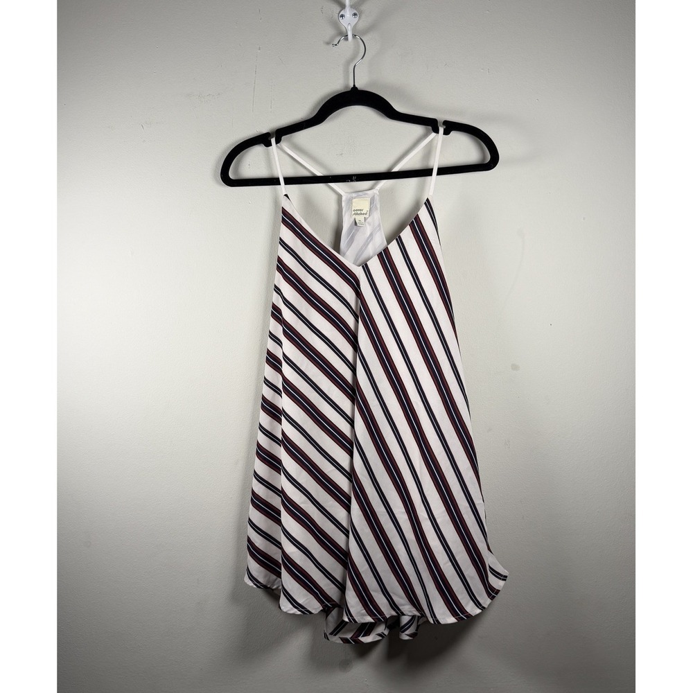 Cover Stitched Womens Halter Top XL Over Sized Sgriped Lined Boho Resortcore‎